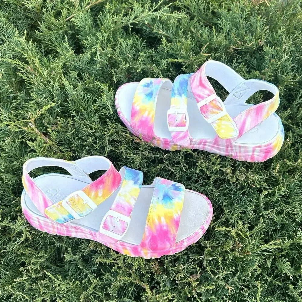Skechers Women's Cali‎ Gear D'Lite 2.0 Molded 3-Strap Luxe Foam Sandals Size 10